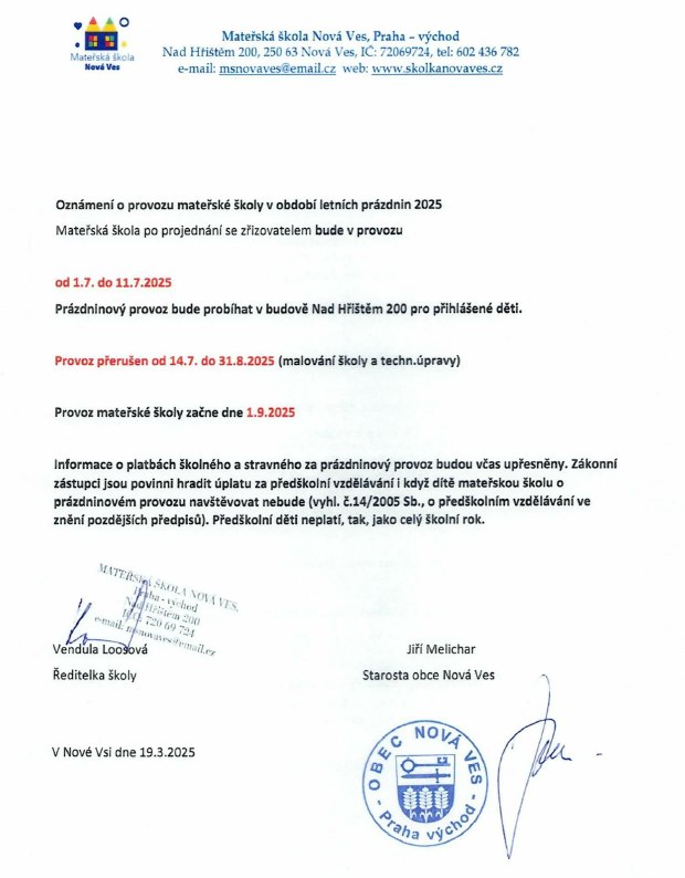 letní provoz